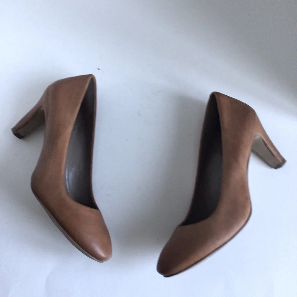 Ecco Leather Pump Round Toe High Heel Light Brown.EU 40/US 9/9.5 - Picture 7 of 13